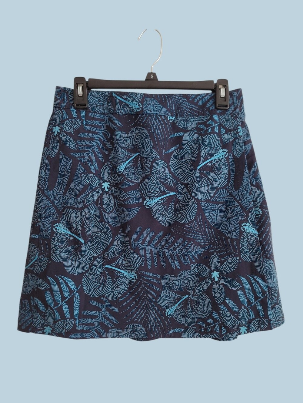 Rip Skirt Hawaii Hibiscus Hook & Loop Floral Mini Cover Up Beach Small Blue